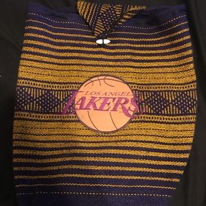 Hand-knitted Lakers backpack
